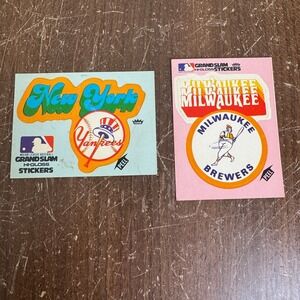 Fleet MLB Grand Slam Hi-Gloss Stickers Milwaukee Brewers & New York Yankees‎